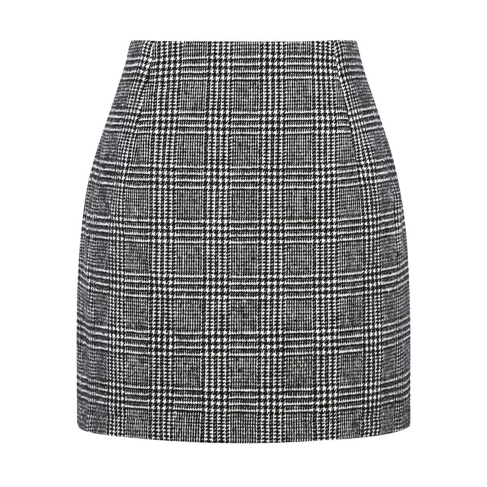 8348 Black Mini Skirt High Waisted Mini Plaid Skirt Fall Outfits